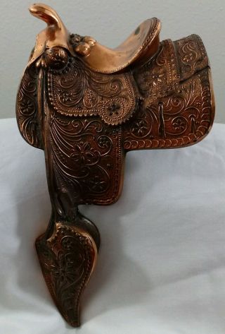 Vintage Bronze Metal Decorative Miniature Horse Saddle & description 3