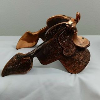 Vintage Bronze Metal Decorative Miniature Horse Saddle & description 8
