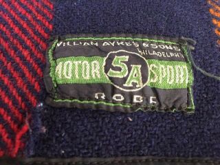 Vintage Antique 1920s Williams Ayres & Sons 5A Motor Sport Robe Wool Blanket Car 3