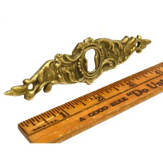 Antique Brass/bronze Escutcheon 4 - 5/8 " Horizontal Ornate Keyhole Cover French?