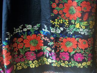 Custom Silk Embroidered Latin Inspired Black & Bright Colors Piano Shawl Cutter