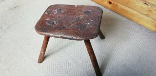 Antique Vintage Small Wooden Stool Milking Stool ? Rustic Farmhouse Country
