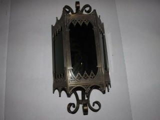 Gothic Arts & Crafts Spanish Revival Medieval Smoked Glass Wall Light Sconce