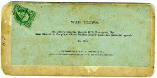 Stereoview Civil War E.  & H.  T.  Anthony War Views.  St Johns Church,  Richmond,  Va. 2