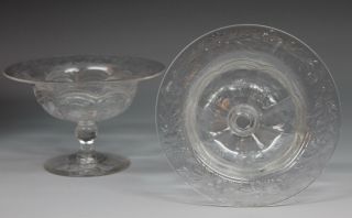 2 Edwardian Footed Dessert Dishes With Intaglio Flowers and Baluster Stem 2