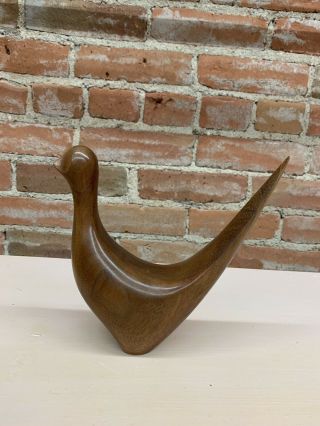 Vintage Mid Century Modern Middleton Danish Walnut Stylized Wooden Bird Figurine