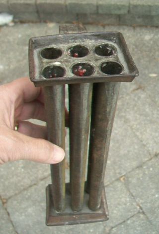 Antique 6 Hole Tin Candle Mold With Handle - Mid 1800 