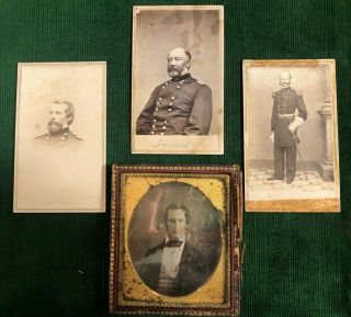Authentic Civil War Generals (3 Cdv & 1 Ambro) Burnside,  Keyes,  French,  Sherman