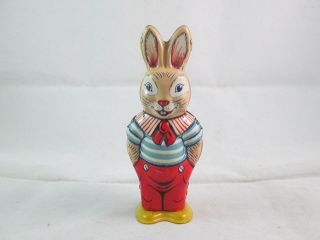 Vintage J Chein Tin Litho Wind Up Easter Bunny Rabbit Walker -