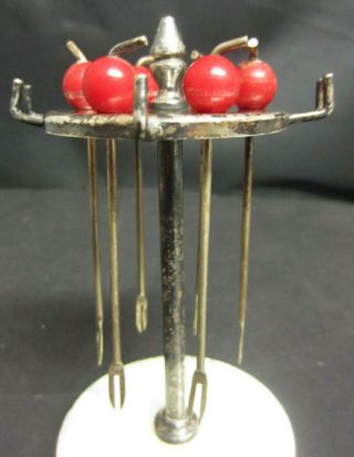 1930s ART DECO STYLE SILVER PLATED COCKTAIL STAND AND STICKS 3