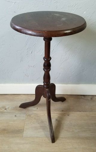 Vintage Dark Brown Wood Plant Stand,  Hall Table 23 1/2 Inches Tall