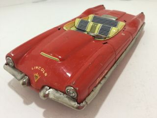 Vintage Tin Friction Futuristic Concept Car 7.  25 " Lincoln Xl500 Japan 1953 Red