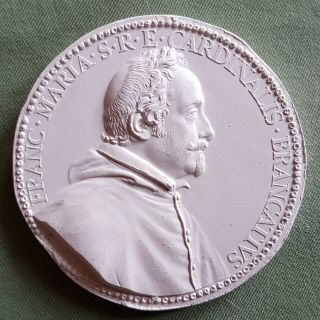 Vintage Plaster Cameo Intaglio Of Medal.  Francesco Maria Branaccio,  1633