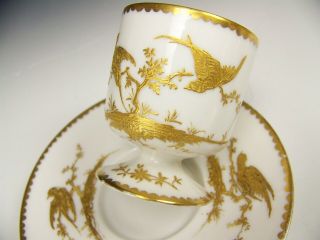 Antique Old Paris Hand Painted Raised Gold Birds Demitasse Cup & Saucer 1900 A