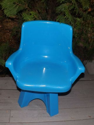 Vtg 70s Mid Century Mod Blue Plastic Kids Childs Swivel Empire Chair Eames Style