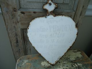 Rare Antique,  Circa 1922 " French,  Cross Top Heart,  Memorial Plaque "
