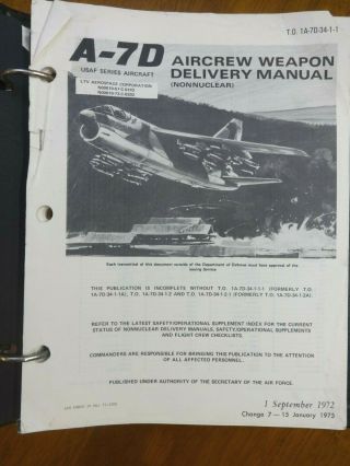 Vintage Usaf Instruction Book,  A - 7d Weapons Delivery