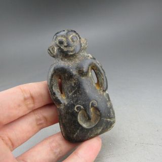 China,  Jade,  Hongshan Culture,  Hand Carving,  Natural Jade,  The Sun God,  Pendant A43