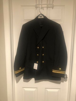 Us Navy Service Dress Blue Uniform Jacket 40r With Shirt & Tie,  Ltjg Insignia