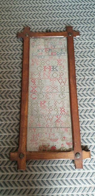 Antique Georgian Sampler In Oak Frame 1798 Alphabet