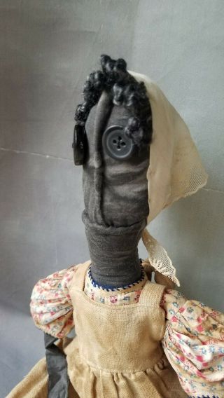 Ooak Artist Made Primitive Cloth Rag Doll Black Doll Folk Art Doll