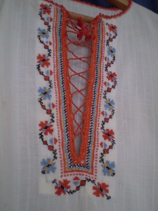 19c.  Antique Bulgarian Folk Art Traditional Embroidered Shirt