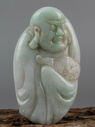 Chinese Exquisite Hand Carved Buddha Jadeite Jade Pendant