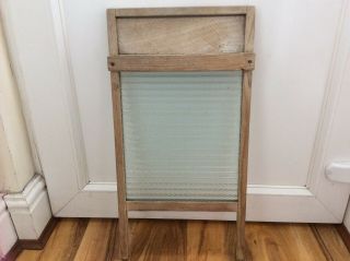 Lovely Vintage Glass and Wood Washboard 23 