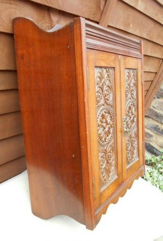 Antique Victorian Fumed Carved Oak Smokers Cabinet Cupboard 3
