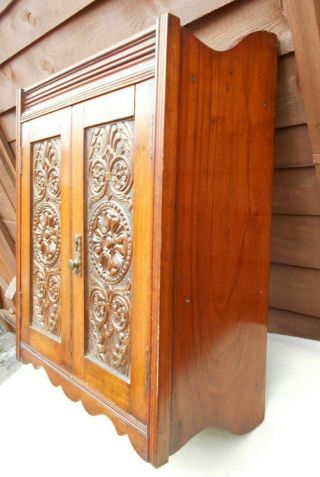 Antique Victorian Fumed Carved Oak Smokers Cabinet Cupboard 4