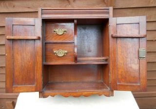 Antique Victorian Fumed Carved Oak Smokers Cabinet Cupboard 7