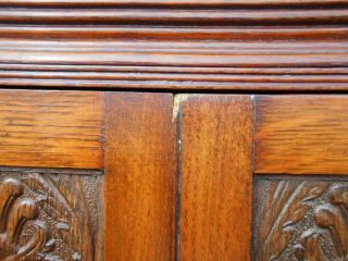 Antique Victorian Fumed Carved Oak Smokers Cabinet Cupboard 8
