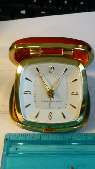 Vintage Westclox Wind - Up Folding Travel Alarm Clock Made In Germany