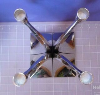 VINTAGE MID - CENTURY MODERN CHROME CANDLESTICKS CANDLE HOLDERS 4 PIECE 3