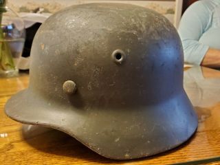 M 40 German Helmet With Liner.  No Chinstrap.  Shows Wear.  Stamped Ef62.