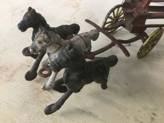 Antique Cast Iron Horse Drawn Fire/Ladder Wagon 3 Toy 2