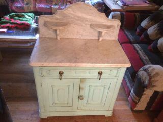 Antique Marble Top Wash Stand Ready For Restoration