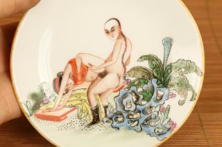 Lovely Antique Old Porcelain Hand Carved Art Belle Man Melon Seeds Plate Gift