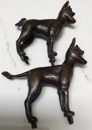 Two Antique Bronze Dogs.  Pegs On Paws.  Antique Experts Please Read Narrative.