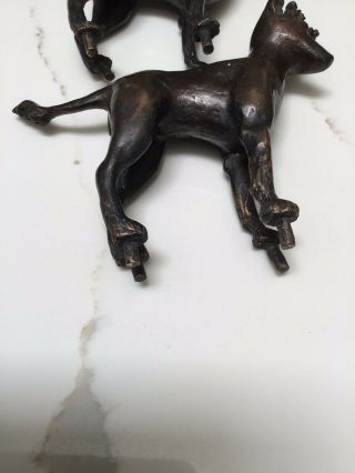 Two Antique Bronze Dogs.  Pegs on Paws.  Antique Experts Please Read Narrative. 2