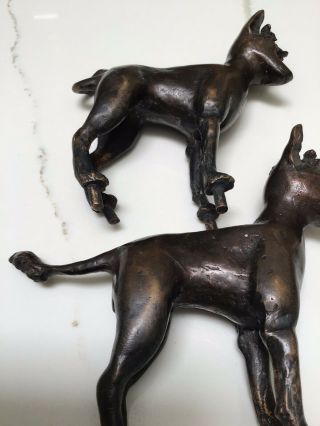 Two Antique Bronze Dogs.  Pegs on Paws.  Antique Experts Please Read Narrative. 3