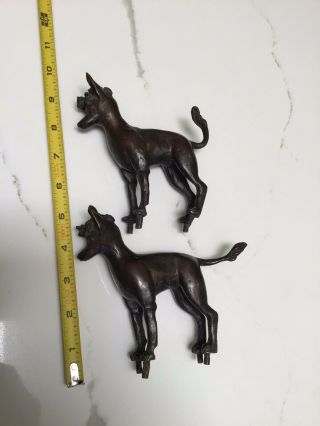 Two Antique Bronze Dogs.  Pegs on Paws.  Antique Experts Please Read Narrative. 6