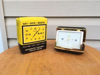 Vintage Bradley Travel Alarm Clock Japan With Date And Instructions