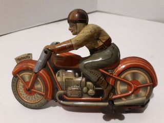1950s Technofix Tin Wind Up 4 Racer Motorcycle Gebruder Einfalt 258 Toy Germany