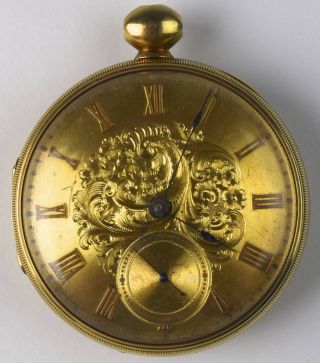 1840s English Key Wind Fusee 18k Gold Pocket Watch - 102g Not Scrap