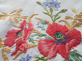 Vintage Hand Embroidered Irish Linen Tablecloth 51 " X51 " - Outstanding Work