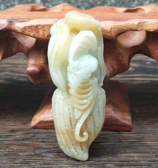 Natural Hetian Jade Hand - Carved Statue Peanut Bat Exquisite Pendant