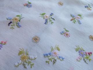 Vintage Hand Embroidered Irish Linen Tablecloth 49 " X49 " - Outstanding Work