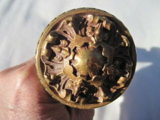 Matching Pair Antique Ornate Embossed Victorian Brass Bronze Door Knobs