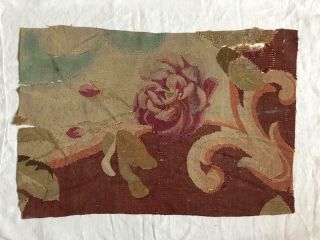 LARGE SCALE TIMEWORN 19th CENTURY FRENCH AUBUSSON TAPESTRY FRAGMENT 3